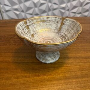 Royal Haeger pottery Gold pedestal bowl